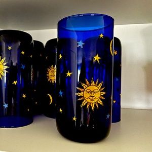 Libbey Cobalt Blue Celestial Glasses - 3 Glasses